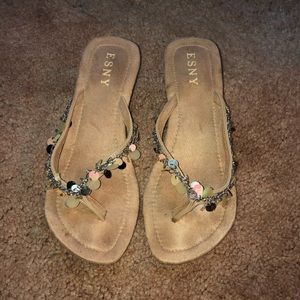 embellished wedge flip flops